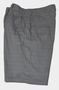 Hang Ten Stretch Shorts Herren Gr. 32 10" Schrittlänge Wandern Golf schnelltrocknend grau kariert - Bild 1 von 9