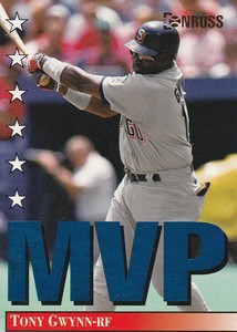 1994 DONRUSS MVP'S TONY GWYNN SAN DIEGO PADRES CARD #13 OF 28 MINT CARD