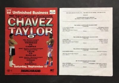 JULIO CESAR CHAVEZ vs MELDRICK TAYLOR II On site Boxing Program Insert 1994 MGM - Image 1 of 4