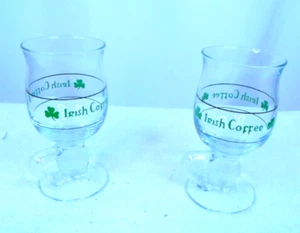 Set of 2 Clear Glass Coffee Cups, "Shamrock Irish Coffee" 16 oz - Picture 1 of 2