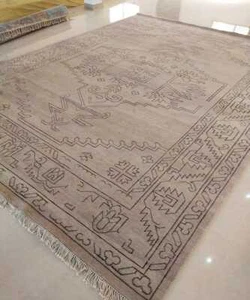 Hand Knotted Oushak Faded Cream Rug 100%Woolen Rug For Bedroom, Living Room - Picture 1 of 7
