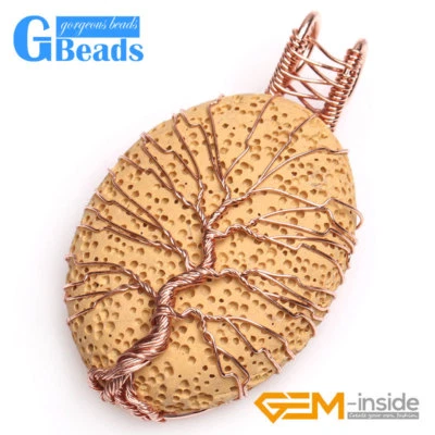 Овальный целебный лавовый камень кулон с драгоценными камнями для ожерелья ювелирных изделий Fahsion 29x40 мм - Изображение 1 из 4