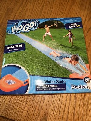 * Tobogán acuático H20 Go Lawn individual 16 pies deslizante y piscina empapada Bestway NUEVO Foto 1 de 2