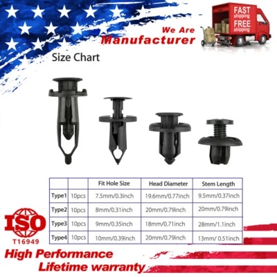 40 7,5 mm 8 mm 9 mm 10 mm Clip de sujeción Parachoques Pasador de empuje Remache Retenedor Moldura de ajuste Foto 1 de 4