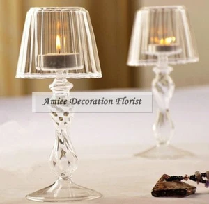 18,5 cm Moderne Kristall Glas Tischlampe Kerzenhalter Ständer Hochzeit Wohndeko - Bild 1 von 4