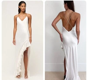 Michael Lo Sordo Dress Size AU 12 US 8 Long White Ruffle Bridal Gown Slip NEW - Imagen 1 de 11
