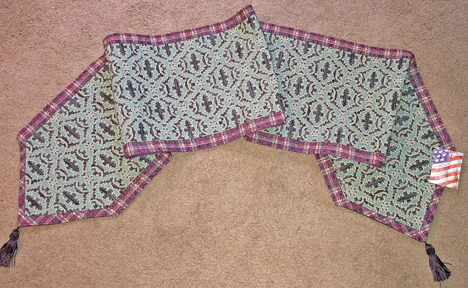 Tryon Equestrian Plaid & Geometric Design Tapestry Table Runner - Image 1 of 1