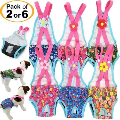 PACK - 2 o 6 pañales con tirantes lavables reutilizables para mascotas pequeñas para perros Foto 1 de 4