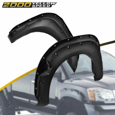 4Pcs Fit For 2004-2015 Nissan Titan Pocket Rivet Style Black Fender Flares Foto 1 de 4