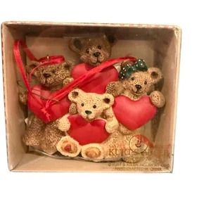 Vintage Kurt Adler Stechpalme Bärchen Teddybär Familie Weihnachtsschmuck  - Bild 1 von 2