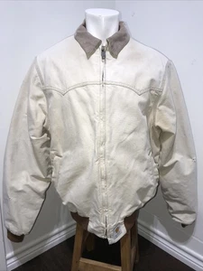 Chaqueta Carhartt Para Hombre Talla LG Cremallera Completa Roja Forro Acolchado Blanco Trabajo De Colección - Imagen 1 de 23