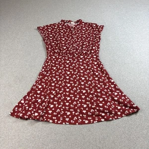 Boden Dress Womens 8 UK 12 Red Floral Button Fit Flare Cherry Bird Office Twee - Picture 1 of 11