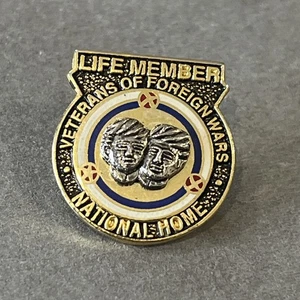 Vtg Veterans Of Foreign Wars VFW Life Member National Home Lapel Pin Gold Tone - Picture 1 of 12