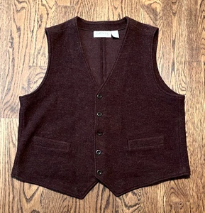 Orvis Wool Vest Mens Large Brown Five Button - Picture 1 of 3