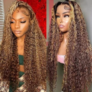 Parrucca Capelli Umani 200% Densità HD Highlight P4/30 Jerry Parrucche Ricci Pizzo Frontali Hu... - Foto 1 di 8