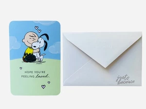 Tarjeta de felicitación de amor Hallmark CHARLIE BROWN & SNOOPY con sobre ~ nueva/sin usar - Imagen 1 de 7