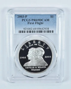 2003-P First Flight Commemorative Dollar PR69 DCAM PCGS Blue Label *9663 - Picture 1 of 5