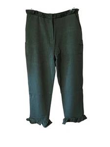 Woman’s Olive Green Dress Pants With Ruffles At The Waist And At The Bottom - Picture 1 of 6