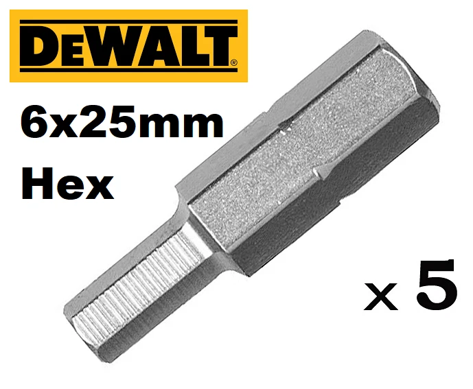 DeWALT Screwdriver Bits with Hexagon Socket 6 x 25 MM 5 Pieces DT7167-QZ - Image 1 of 1