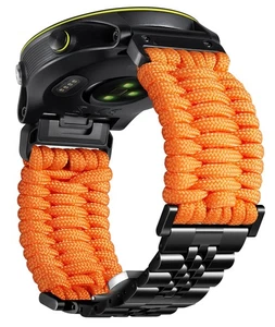 Kompatibel mit Garmin Uhrenarmband 22mm 26mm Geflochten 550 Paracord Edelstahl St... - Bild 1 von 6