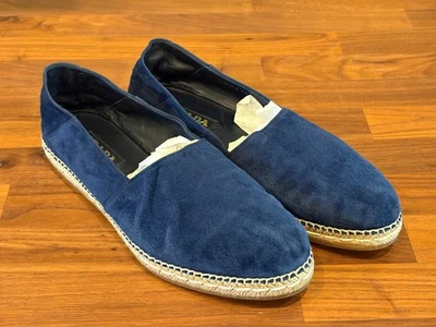 PRADA Hombres Alpargatas Azul Gamuza Cuero Zapatos Zapatillas #2DE092 TALLA US 10 *LEER Foto 1 de 4