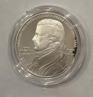 2005-P Chief Justice John Marshall Proof Silver Dollar - Image 1 of 2