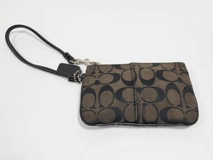 Coach Signature Kalbsleder Geldbörse dunkelbraun klein Reißverschluss oben Buchstabe C Logo 6,5" x 4" - Bild 1 von 6