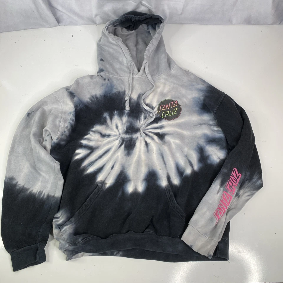 SANTA CRUZ скейтборды галстук краситель графический логотип толстовка с капюшоном Sz L - Изображение 1 из 4