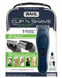 Wahl Clip & Shave Tagliacapelli Ricaricabile Senza Fili Rasoio Elettrico Uomo Trimmer - Foto 1 di 3
