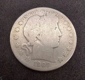 1909-P BARBER Silver Half Dollar - Well Circulated 90% Silver  - Picture 1 of 3