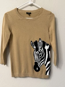 NWT Talbots Petite crew neck Zebra Sweater 2022 Teacher - Picture 1 of 11