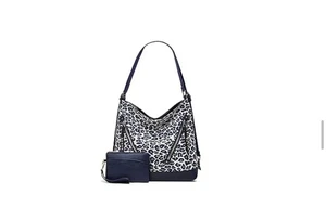Navy Cheetah Handbags Wallet Tote Bag Shoulder Bag Top Handle Satchel Purse Set - Picture 1 of 3