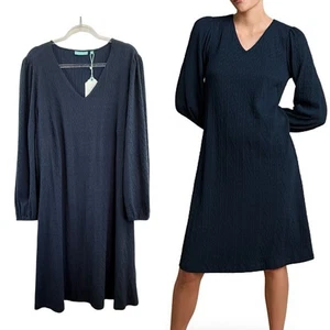 Blue Illusion Size 2L (18 XXL) Navy Blue Jersey Swing Hem Dress Designer  NWT - Bild 1 von 24