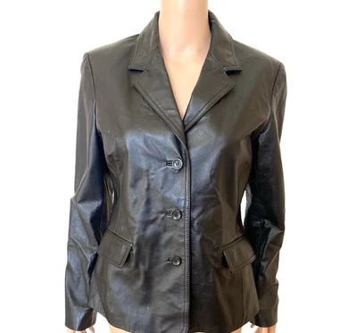 Chaqueta Blazer Vintage CLIO Cuero Negro Talla 8- Excelente Foto 1 de 4