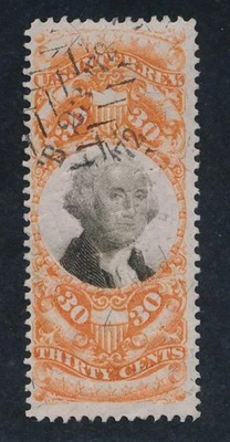UNITED STATES (US) R140 USED F-VF, CUT CANCEL, 30c ORANGE - Image 1 of 2