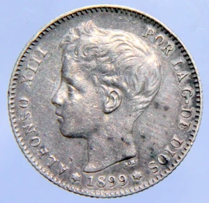 A855 ESPAÑA 1 PESETA 1899 ALFONSO XIII - PLATA - Picture 1 of 2