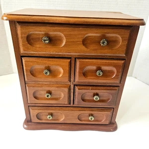 Holz Schmuckkommode/mit Spiegel/aufklappbare Aufbewahrung/3 Schubladen/& ausgefallene Rollschublade - Bild 1 von 10