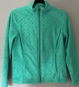Lands End Jacket Women XS Petites Red Fleece Green Shamrock Irish F96* - Picture 1 of 9