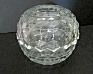 Clear Glass Diamond Cubist Optic Fairy Lamp – Tea Light Holder Round 5.25" Vtg - Picture 1 of 6