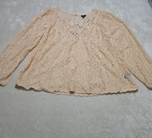 Top Torrid Crema Mezcla Encaje Cuello Alto Talla 0 Nuevo con Etiquetas Elegante Informal Hermoso Ojo de Cerradura - Imagen 1 de 13
