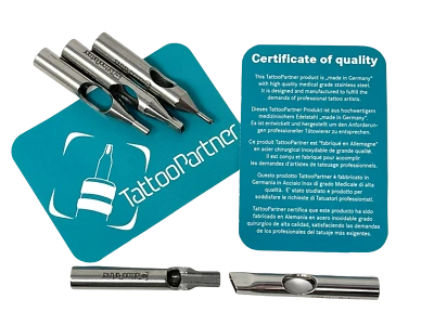 INKgrafiX® Tattoo Spitze TattooPartner Tip -9F offen 9 Flach- Edelstahl Gravur D