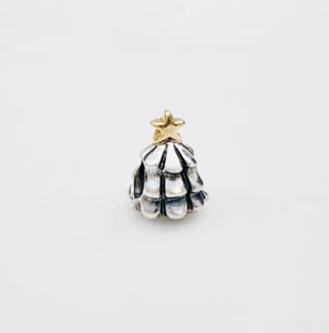 Nachlass Pandora Ale 925 Sterling Silber & 14K Gold Stern Weihnachtsbaum Charm - Bild 1 von 7
