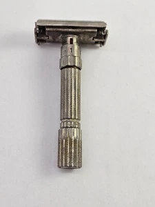 Navaja de afeitar de seguridad Gillette E4 Fatboy 1959 vintage ajustable 1-9 doble filo *defectos* - Imagen 1 de 9