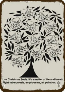 1968 WEIHNACHTSSIEGEL Vintage Look DEKO BLECHSCHILD - MATTER OF LIFE & BREAT - Bild 1 von 1