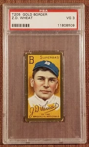 1911 Sweet Caporal T205 Zach Wheat Brooklyn Dodgers Baseball Card PSA 3 HOF - Picture 1 of 2