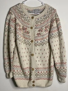 Vintage Knit Cardigan Jumper Size Medium Heavy Women’s “CURRENTS Floral Sweaters - Picture 1 of 12