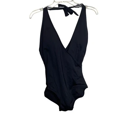 Carmen Marc Valvo 黑色吊带背心连体泳衣加厚 10 码 — 第 1/4 张图片