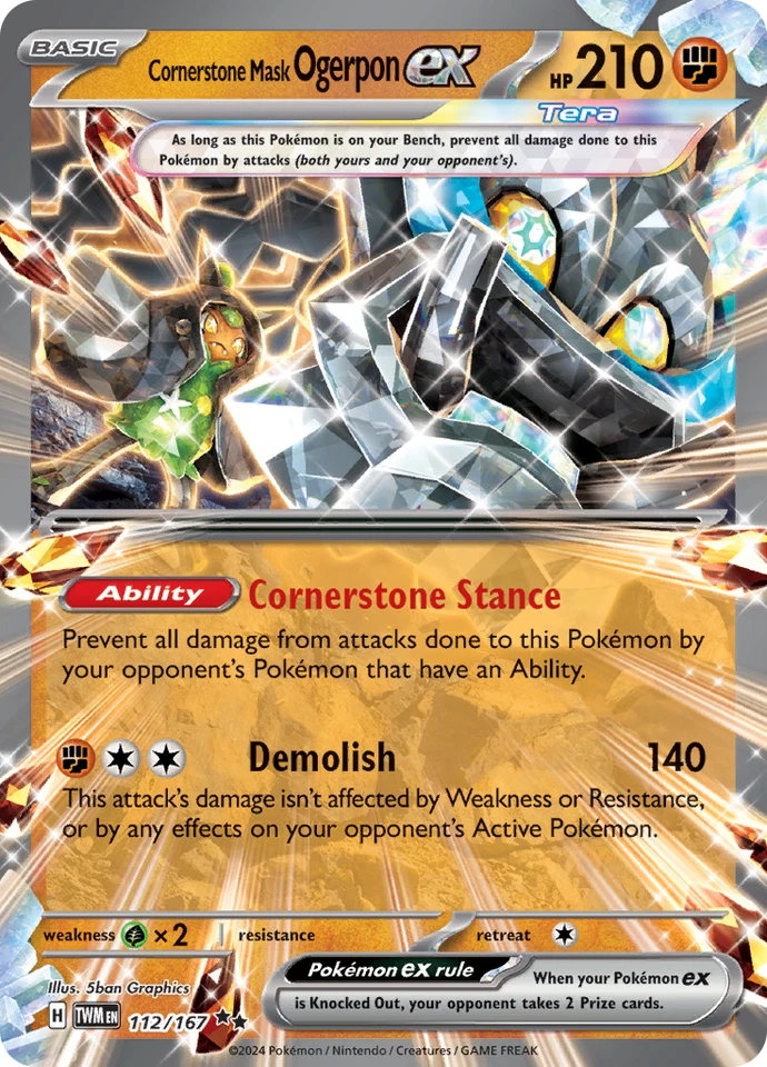 Cornerstone Mask Ogerpon ex 112/167 - Twilight Masquerade - Pokemon TCG - Image 1 of 1