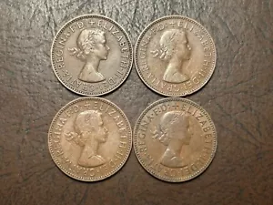 lot Of 4 1955 1956 1958 And 1959 Great Britain Half Pennies - Picture 1 of 2