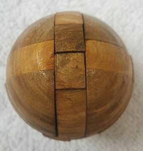 Vintage 1970's Wood Wooden Puzzle Ball Don Rupard? 2" x 2" Toys Complex 3D Games
